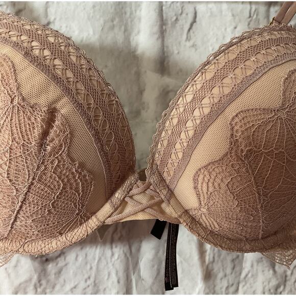 Victoria's Secret Bombshell Lace Push-up Plunge Bra 32 DD Mauve - Picture 4 of 6